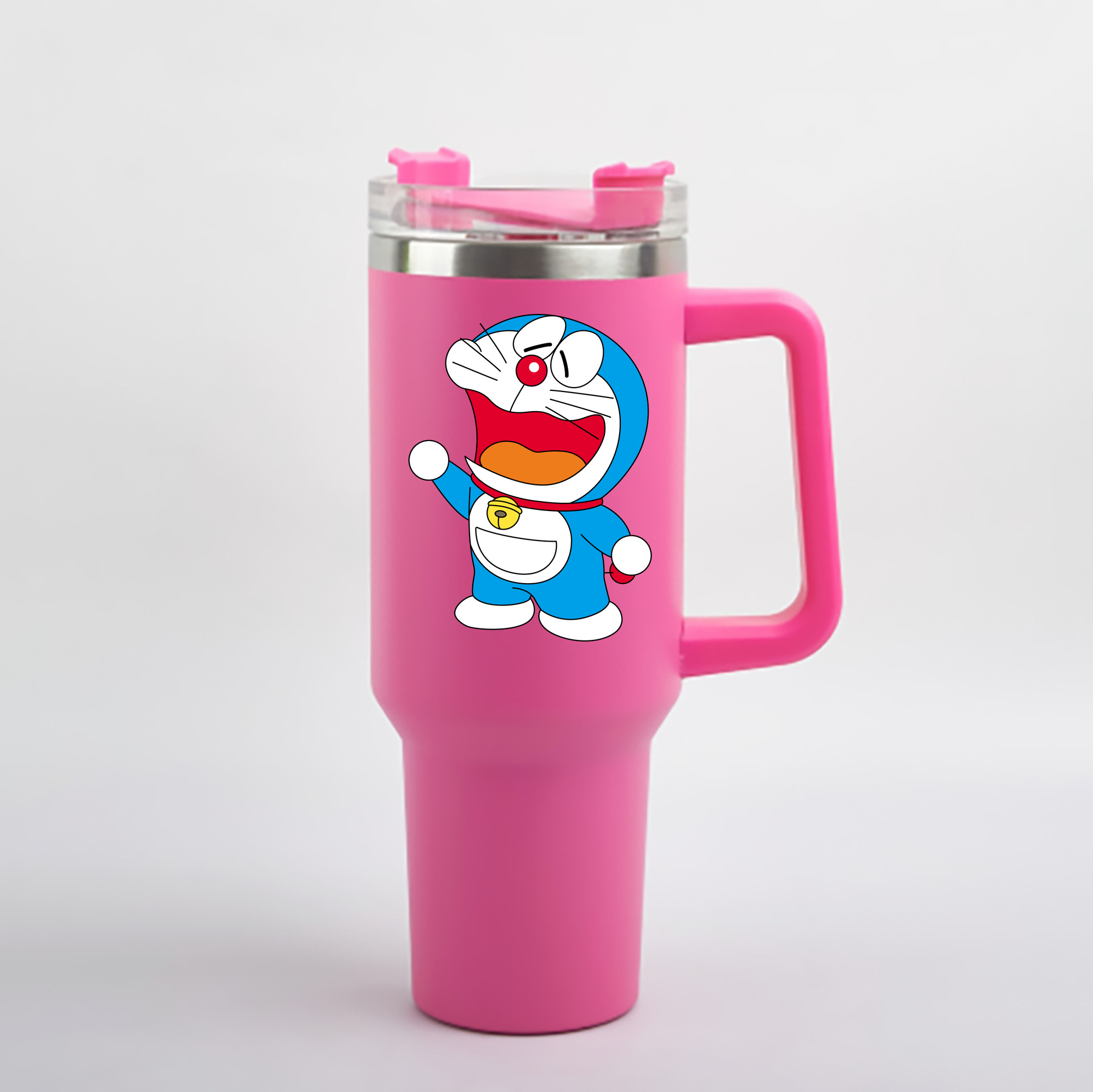 （画像用） ドラえもん Doraemon 1200mL車用タンブラー - クリスタルステッカー（プラスチックストロー付き）